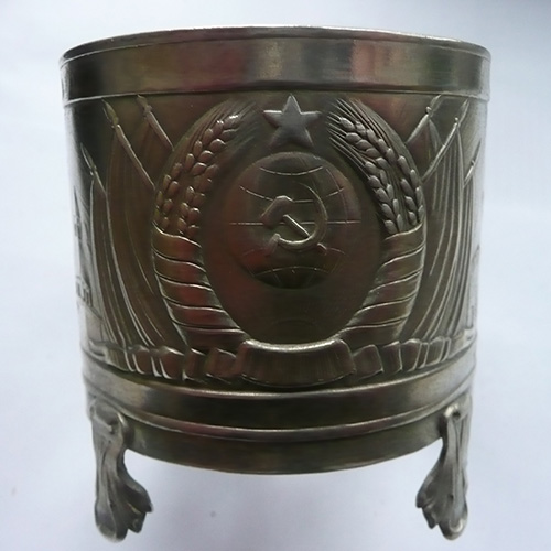 Подстаканник Герб СССР (на лапах, ручка Лебединая)