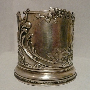 Подстаканник Цветочный вальс (серебро 84, вариант 2) - "Платиноприбор"