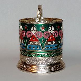 Подстаканник Хоровод (зелёный фон, рукава розовые) - Волгоградский сувенир